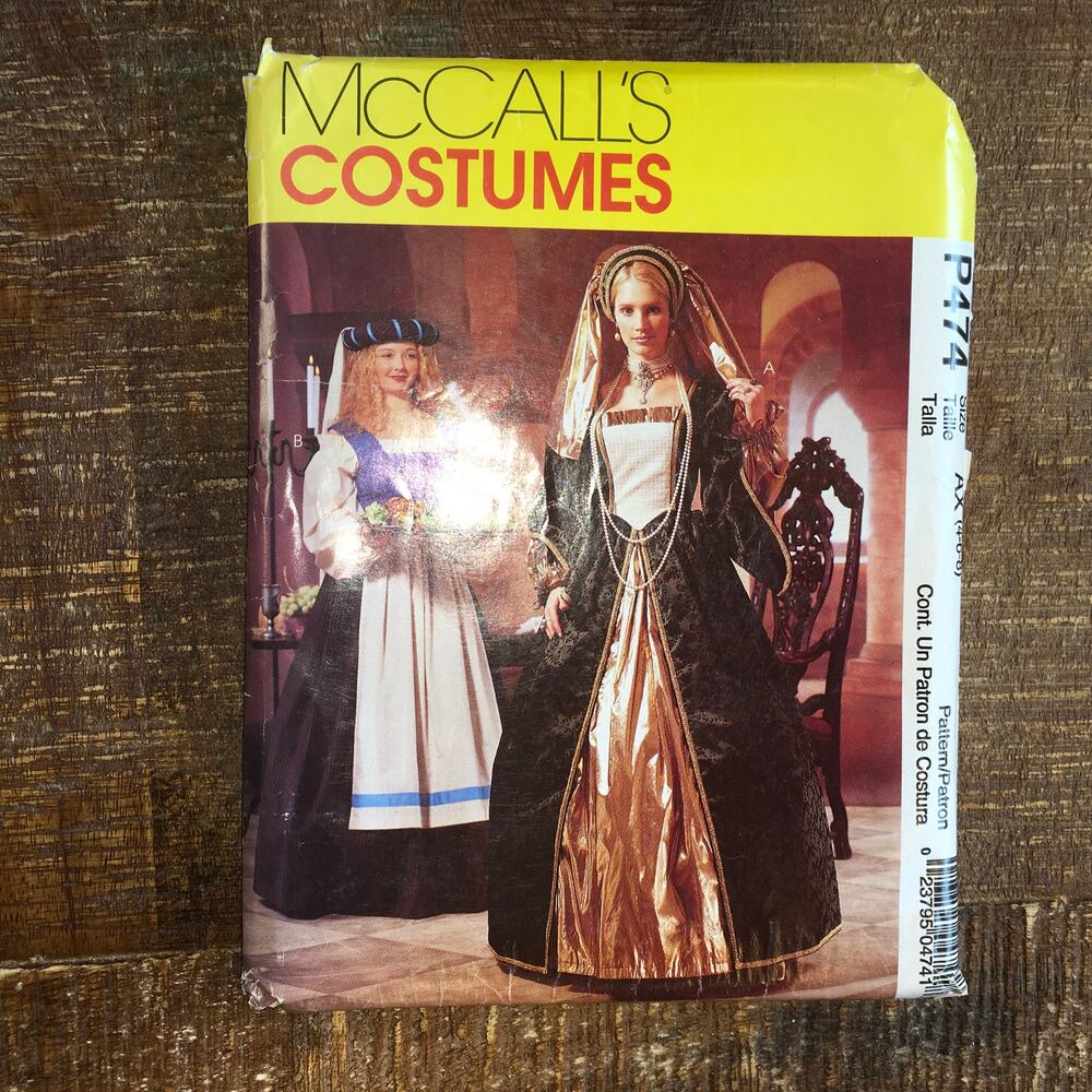 McCalls Sewing Pattern P474 Renaissance Tudor Costume Anne Boleyn 4-8 UNCUT